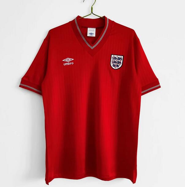 1984-87 England Retro Red Away Kit Soccer Jersey